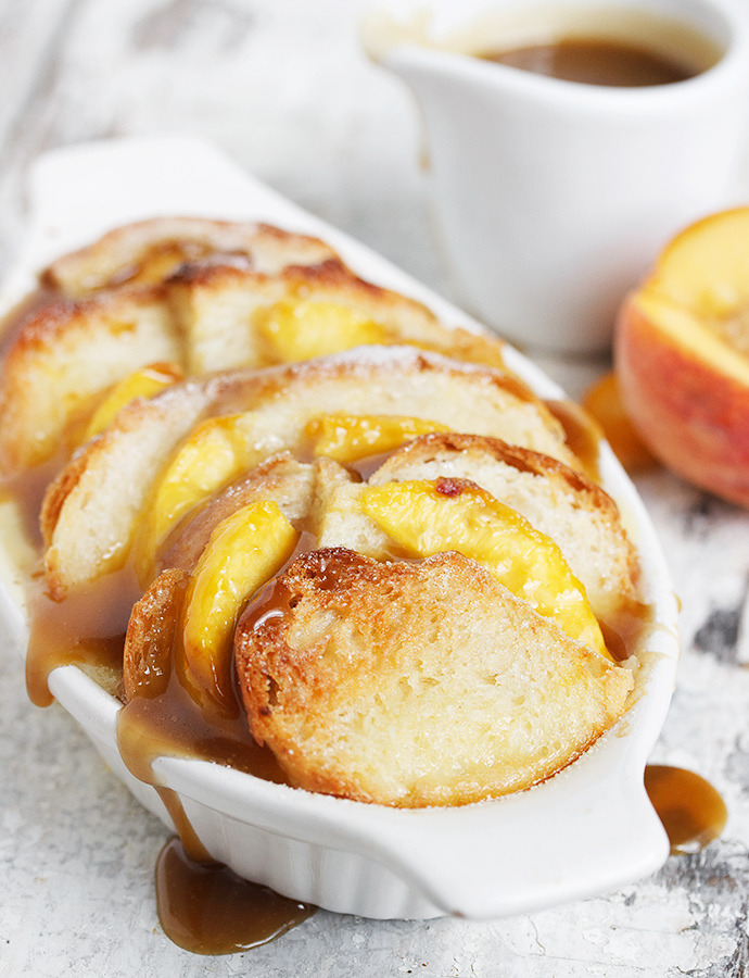 Peach Bread Pudding w/Warm Brown Sugar Sauce Seasons & Suppers
