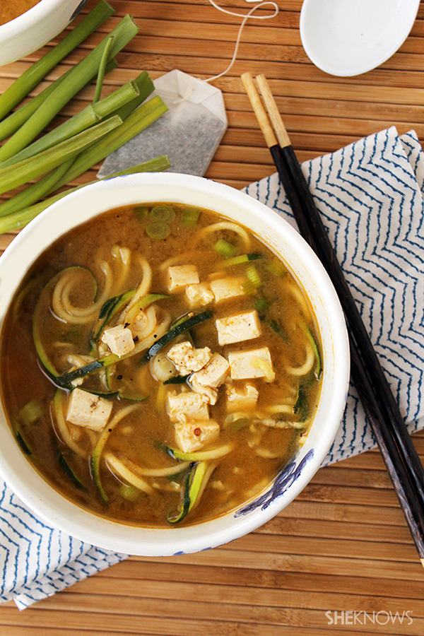 Jazz up miso soup with green tea and zucchini noodles