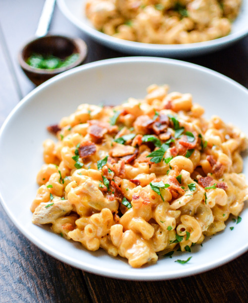 Stovetop Mac and Cheese with Bacon and ChickenSource