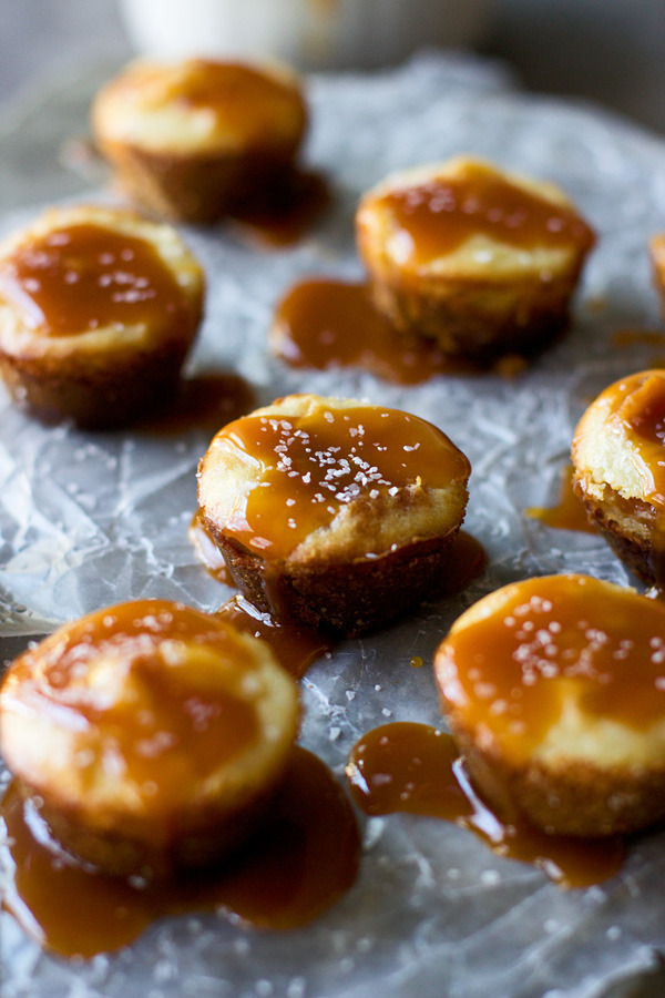 Mini Caramel Apple Cheesecakes with Brown Butter Butter Graham Cracker Crust